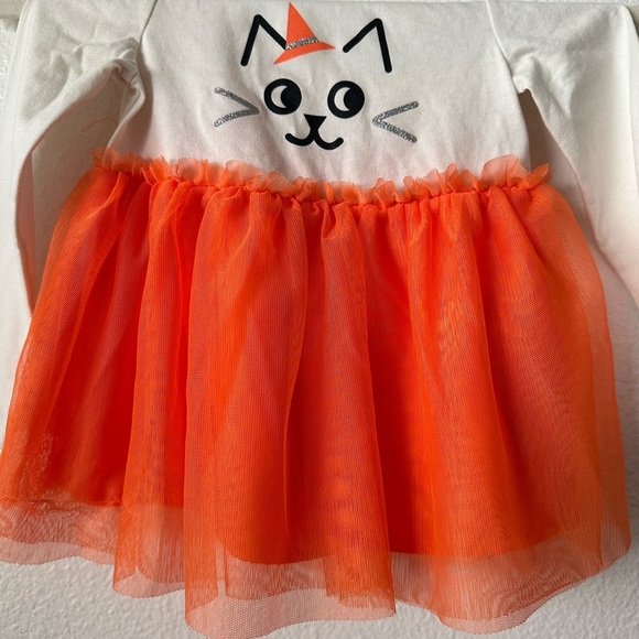 CAT & JACK Orange & Off White Long Sleeves Size 3 Tulle Dress Brand New - Picture 2 of 4